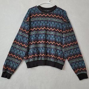 VTG Woolrich Men's Flannel Crew Neck Sweatshirt Aztec Print Cotton Size Medium